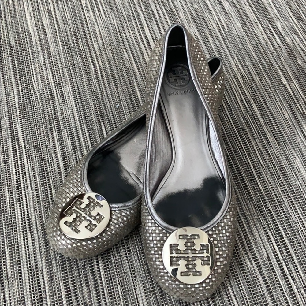 Tory Burch silver flats from Nordstrom
